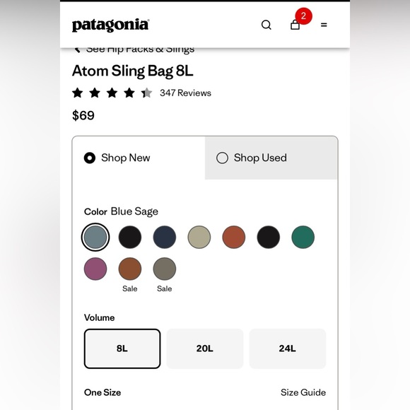 Never used - Patagonia Atom Sling Bag - Blue/Orange/Yellow Pattern - Picture 3 of 3